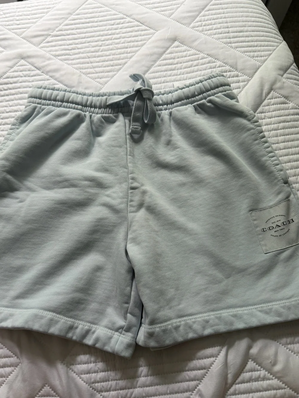 COACH Light Blue Cotton Drawstring Shorts